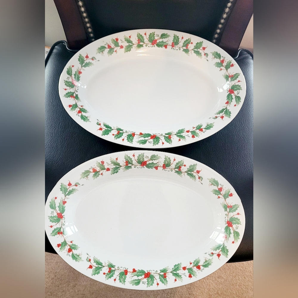 China Pearl NOEL Fine China Liling TWO (2) Serving Platters 14 1/8" x 9 11/16"